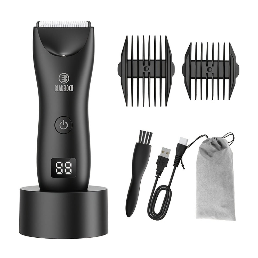 Men's Ball Trimmer - IPX7 Waterproof Body Hair Trimmer, Ceramic Blades, LCD Battery Display, Replaceable Blade Head, Electric Shaver