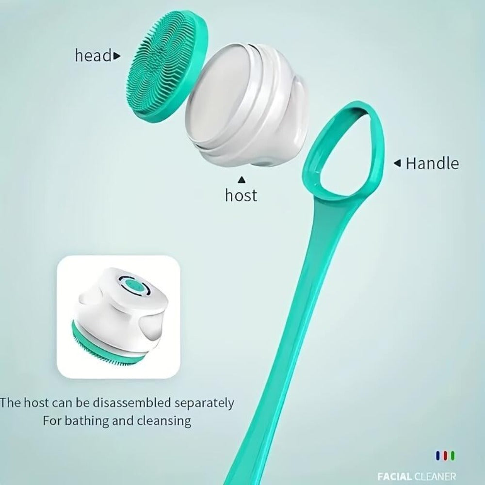 5-in-1 Electric Body, Back and Face Shower Brush, Soft Exfoliating Brush and Rotating Cleanser - Suitable for Full Body, Back and Face - Home Spa Essentials - Shower Back Scrub, Body Care Equipment, Ergonomic Handle