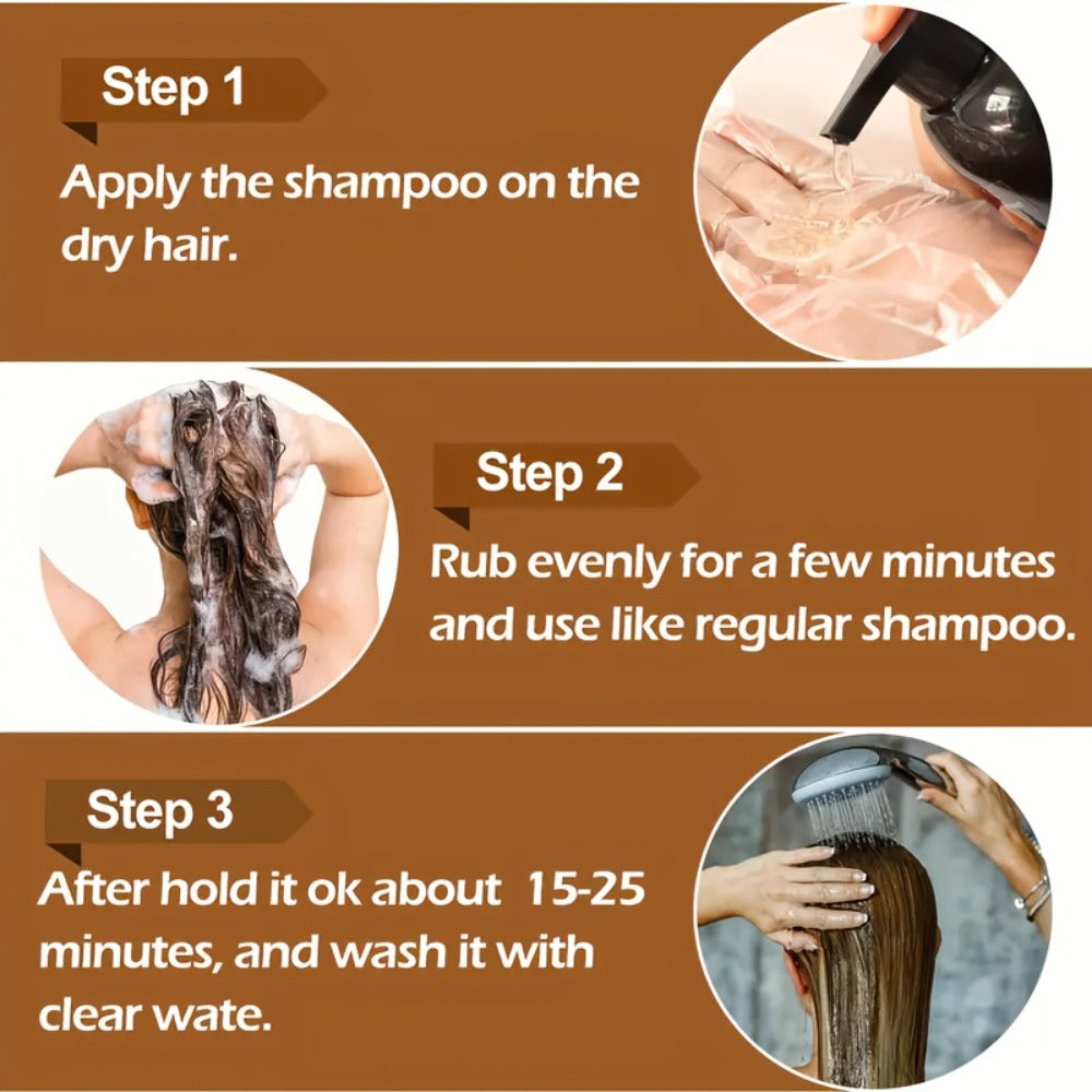 16.91oz Herbal Natural Hair Dye Shampoo for Grey Hair, 3 in 1 Instant Hair Color Shampoo, Care Shampoo, Color Your Hair in Minutes, Fluffy And Smooth Summer Formula for Both Men And Women