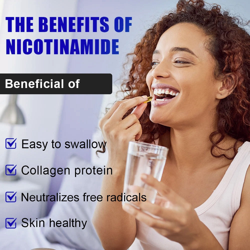 [120 Capsules] Resveratrol + NAC + NAD + Collagen Peptides + Hyaluronic Acid + Thiamine Supplement, Containing Saw Palmetto, Coenzyme Q10, Quercetin, Omega-3 And Black Pepper, Supports Mood, Hair, Nail And Eye Health, 120 Capsules (Optional 1/2/3 Bottles)