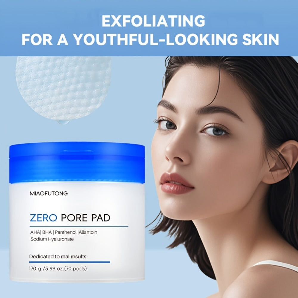 Deep Cleansing Exfoliating Essence, Zero Pore Patch -70PADS, Double Texture, Daily Physical Exfoliation || Moisturizing Wipes with Hyaluronic Acid Scrub Pad, Rose Water+camellia Moisturizing, Moisturizing Cleansing Pad Suitable for All Skin Types