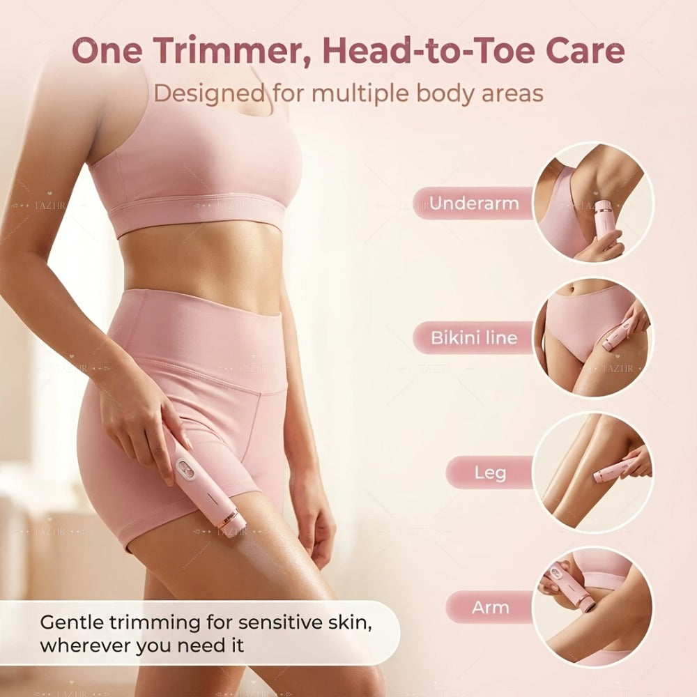 1pc Dual-Head Electric Hair Trimmer for Women, Rechargeable Lithium Battery, USB Charging, Multipurpose Bikini Razor and Face Shaver for Arms, Thighs, Body with Rechargeable Lithium Battery, USB Charging, for Ideal New Year Gift