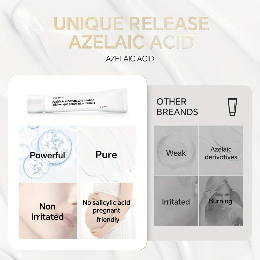 JING MENG AZELAIC ACID SERUM 10%, Cover The Look of, Reduce The Look of Dark Spots, Boost Radiance, Visibly Brighten, with Calendula, Albizia Julibrissin Extract, Skincare for Women, Women'S Day Gift