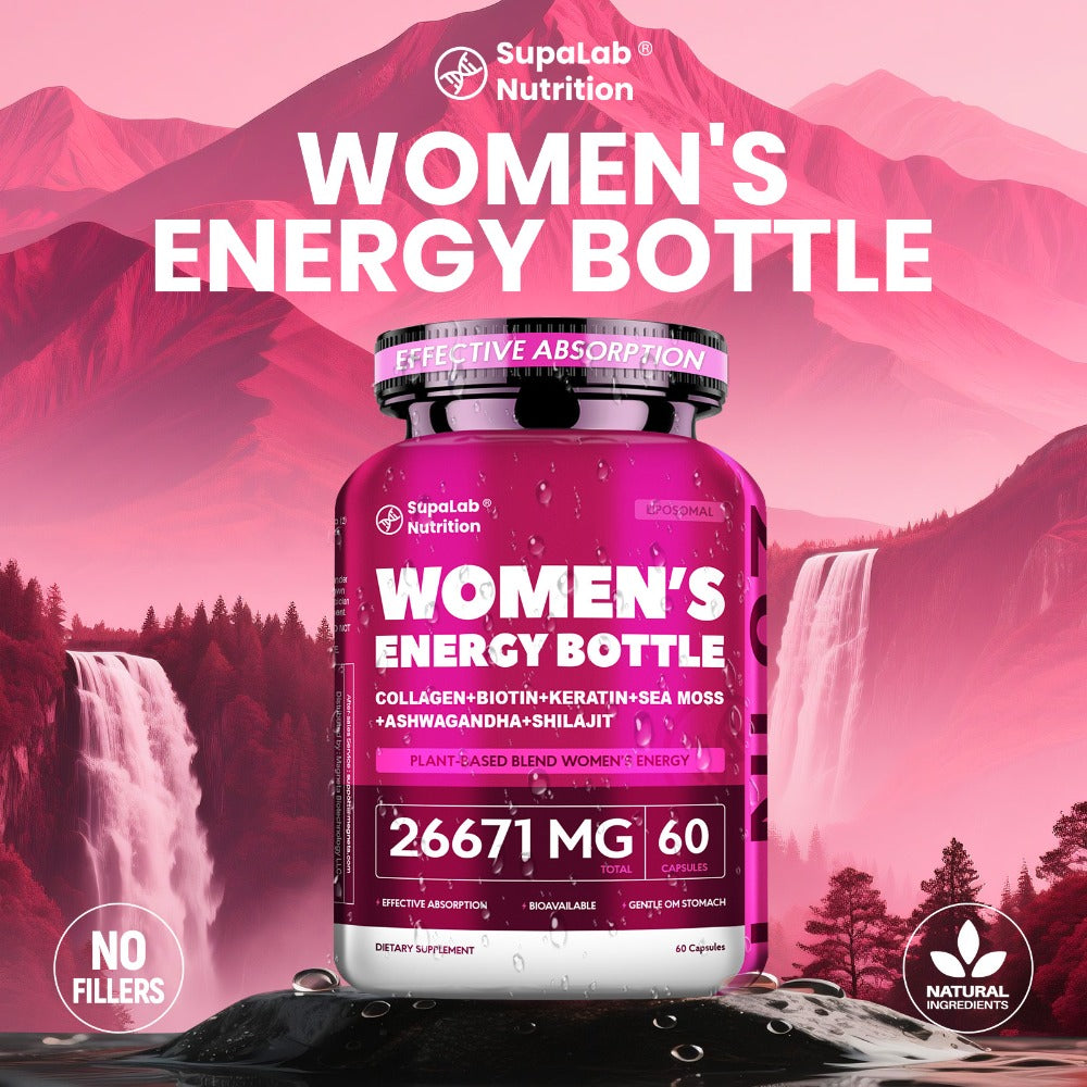 Megneta Women Energy Supplement, 20in 1 Energy Capsules for Women, Vitamins & Minerals, Sea Moss, Shilaji, Ashwagandha, for Energy, Focus, And Womens Health, Energize By Daytime&Enjoy By Nighttime