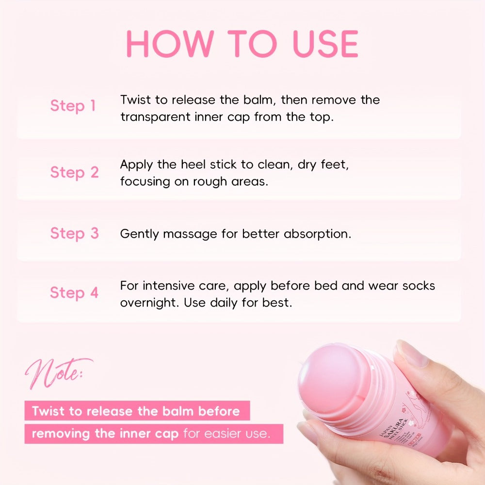 Set of 2 LAIKOU Japan Sakura Heel Sticks, 1.41Oz Each, Intensely Hydrates Dry Feet And Heels, Enriched with Vitamin E And Shea Butter Extract for Enduring Moisture, Convenient for Travel