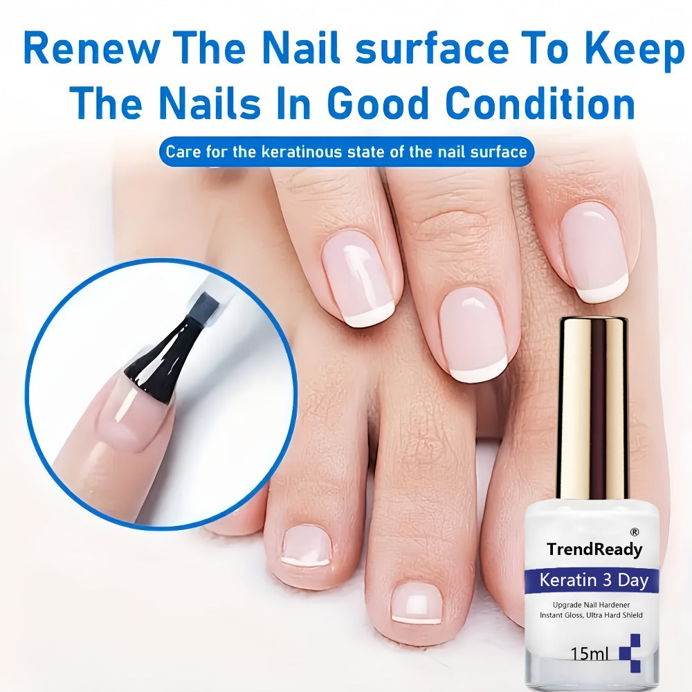 2PCS 0.51oz Nail Strengthener For Weak Splitting Break| Fast Dry Keratin 3 Day Nail Care Nail Polish Care Products For Weak Nails | 4 In 1 Natural Nail Protein Hardener Ideal For Manicure & Nail Care, Smoothes Strengthens Nails | Alcohol Free, Nail