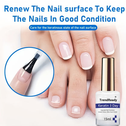 Nail Strengthener Oil 2 Pack - Vitamin E 4-in-1 Natural Protein Hardener for Weak Splitting Nails, Fast Dry Keratin Nail Care Treatment, Alcohol-Free Manicure Nail Polish Care, 2x15ml Bottles