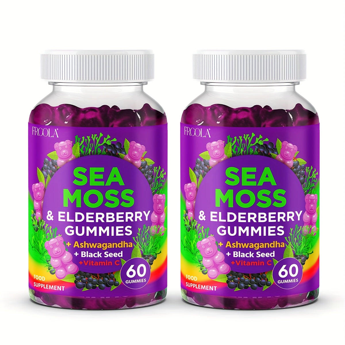 9-in-1 Sea Moss Gummies with Shilajit, Elderberry, Ginger, Turmeric, Ashwagandha & Black Seed Oil – Advanced Multi-Mineral Immune & Energy Supplement for Women & Men, 60 Count