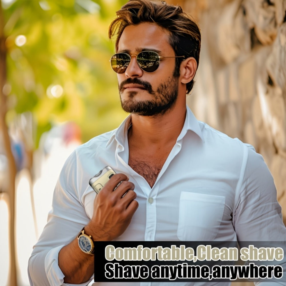 Electric Shaver for Men Mini Portable Dual Floating Blade with Digital Display USB Rechargeable Compact Travel Razor Clean Shave Classic Black Gift for Him Holiday Christmas