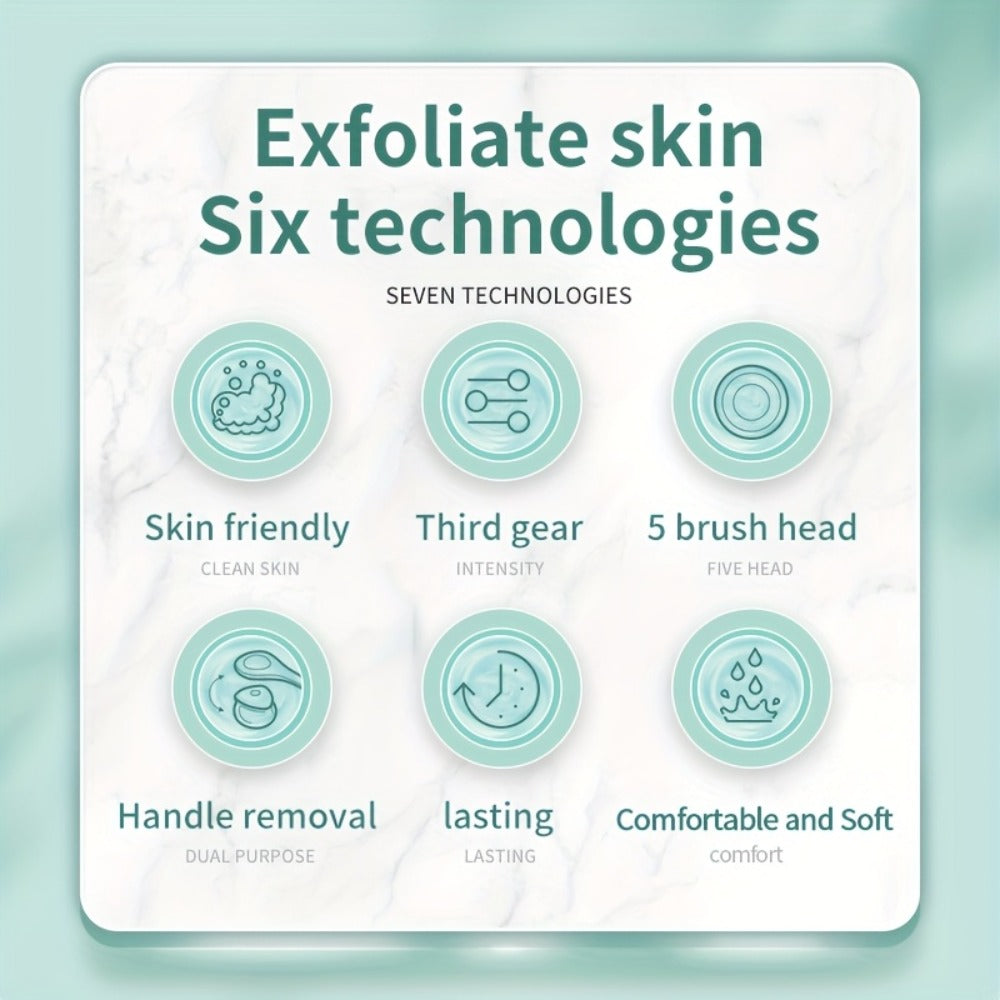 6-in-1 Rechargeable Electric Shower Brush Set for Full Body Cleansing And Vibrating Back Scrubber- Removable Long Handle And Exfoliating Brush- Rotating Shower Facial Brush Head- for Deep Cleansing And Exfoliation- Gift for Girlfriends