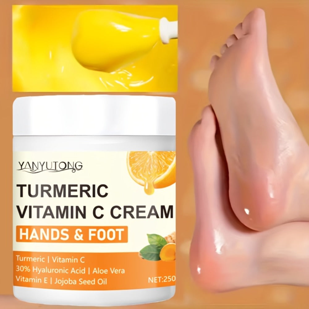 Turmeric Vitamin C Foot Moisturizing Cream, Rich in Vitamin C And Hyaluronic Acid - Hydration And Moisturization, Gentle Exfoliation, Ideal for Dry And Cracked Heels, Feet, And Elbows Care