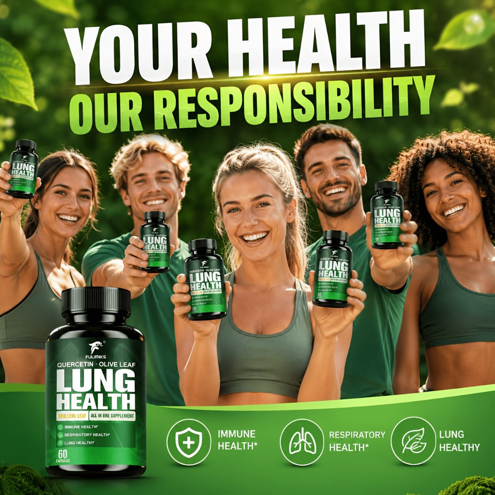 Lung Health Supplement Capsules, with Mullein Leaf, Olive Leaf Extract, for Respiratory & Lung Health, Immune Support, Day & Night Use, Family Wellness Gift