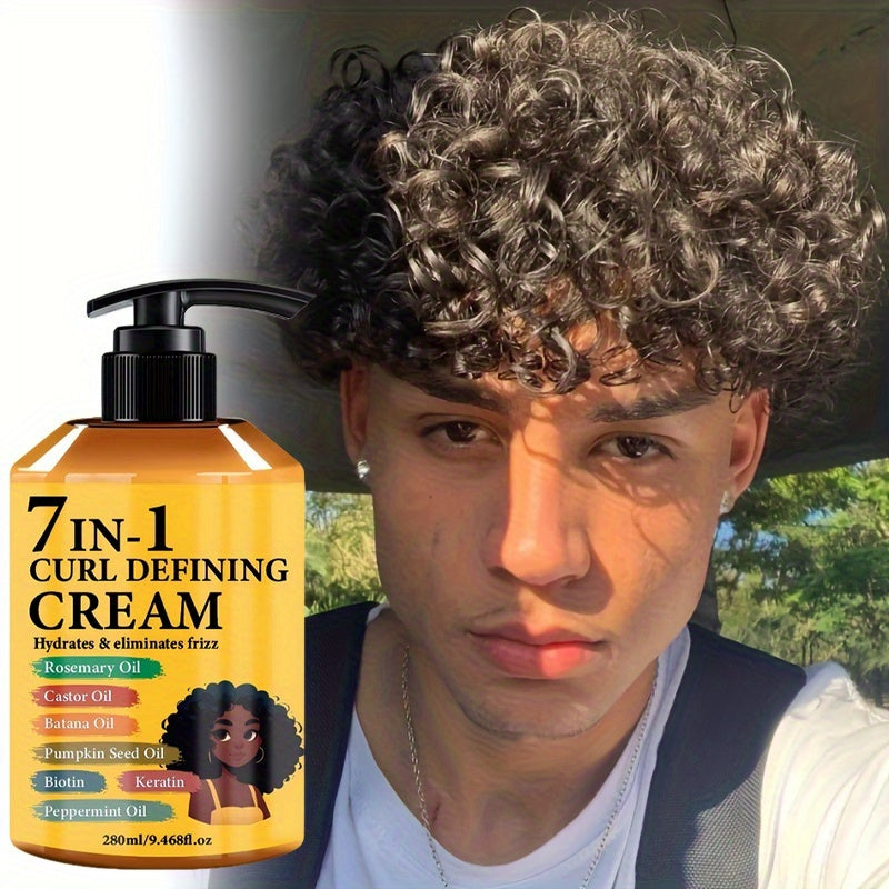 Upgraded New Arrival 7-in-1 Hair Curling Cream With Moroccan Argan Oil, 9.47oz*1 Bottle - Naturally Fluffy, Long-Lasting Hold, Moisturizing, Suitable For Wavy And Curly Hair, Protects Hair With Rosemary Curling Hair Products And Hair Care Products.