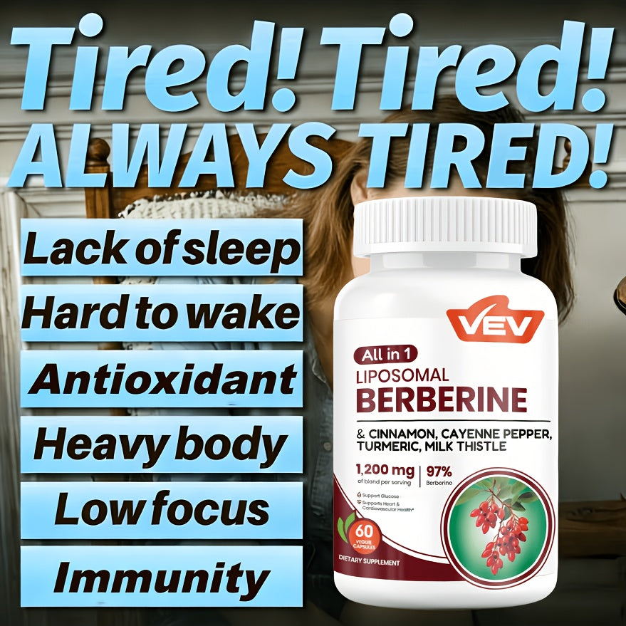 VEV Berberine Capsules, Cayenne Pepper Drops, Berberine Supplement With Ceylon Cinnamon, Cayenne Pepper, Turmeric, Milk Thistle, For Adults, Daily Gifts