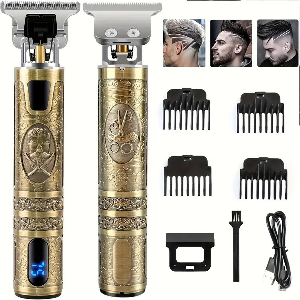 Hair Clipper for Men – Cordless Electric Beard Trimmer with LCD Screen & Precise T-Blade, USB Rechargeable Hair Cutting Kit for Grooming, Fade & Body Hair Trimming at Home or Barber
