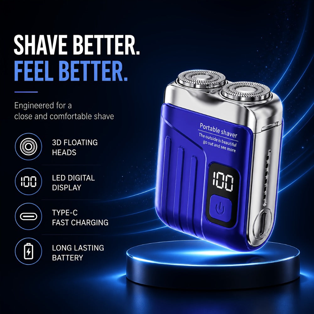Portable Electric Rotating Shaver with Dual-Head Motor & USB - Mini Pocket Suitable for Home, Travel, USB- One-Button Operation, Long Battery Life for &, Battery- for -the- Shaving
