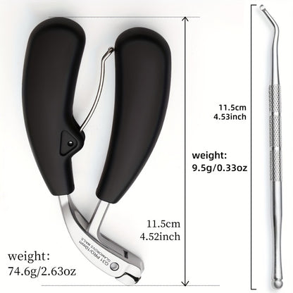 Nail Clippers Set for Thick Nails Heavy Duty 2-Piece — Professional Stainless Steel Toenail Clippers for Men, Elderly & Seniors, Concave Tilted Arc Blade, Splash-Proof Precision Trimming, Ergonomic Black Handle Kit
