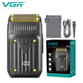 Electric Razor for Men VGR USB Rechargeable Cordless Foil Shaver Professional Beard Sideburn Trimmer Travel Hair Trimmer Minimalist Black Gift for Him