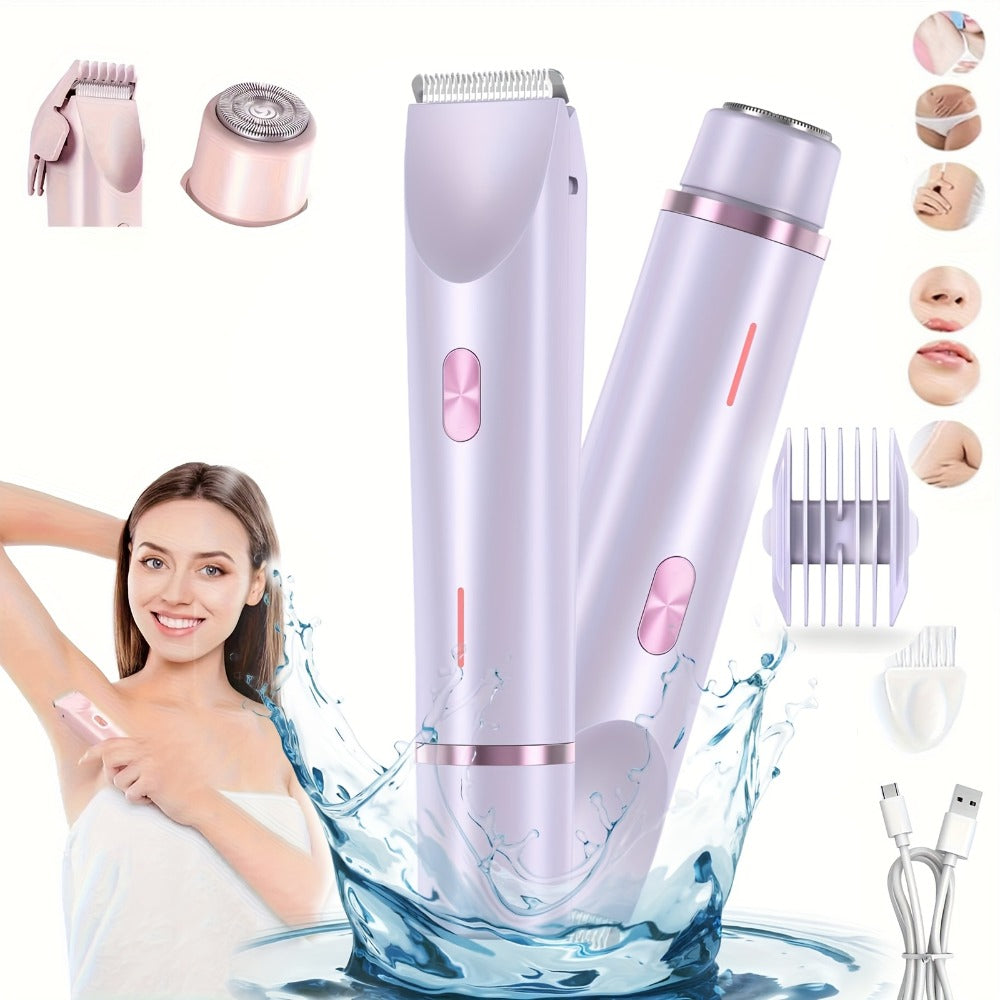 2-in-1 Dual-Head Electric Shaver, Perfect for Facial & Body Hair Removal, Intimate Areas, Leegs, Bikini Line, Underarms - Rechargeable Lithium Battery, USB Charging, Ideal Holiday Gift, Hair Removal Shaver|Modern Shaver Design|Stainless Steel Blades