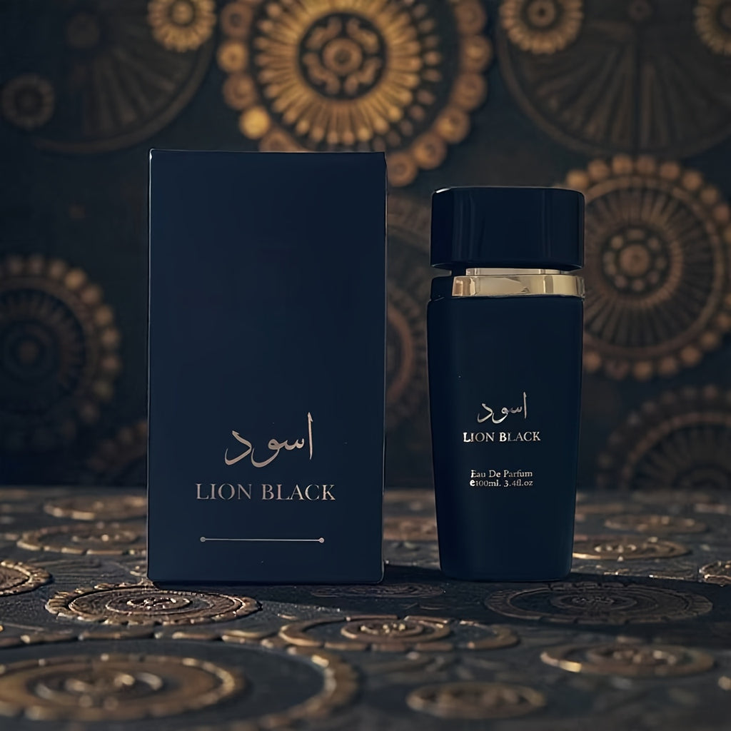 Lion Black Eau De Parfum for Men. Masculine Fragrance. a Deep Blend of Smoky Woods, Rich Spices, and a Touch of Citrus. Volume: 100ml/ 3.4fl.oz. Ideal for the Modern for Man Who Leads with Strength and Style.