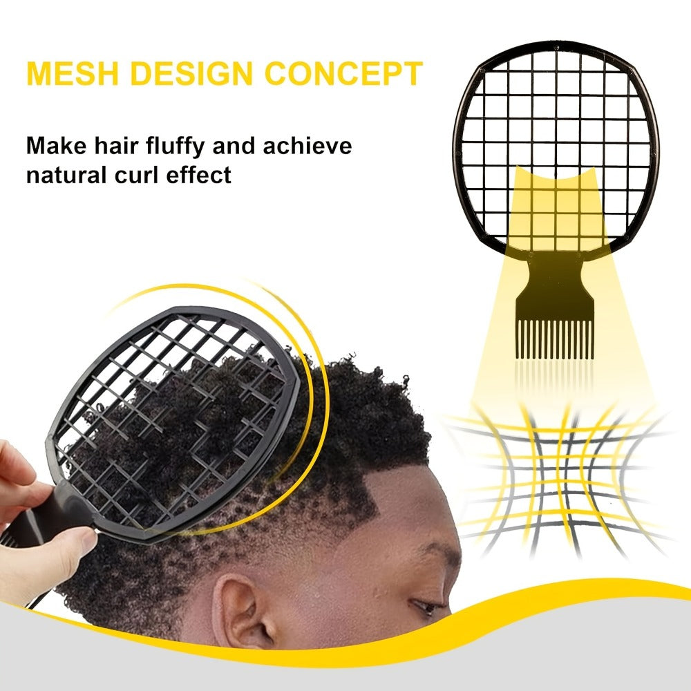 Set of 2: Sponge-Shaped Brush And Styling Comb for Short Black Hair.