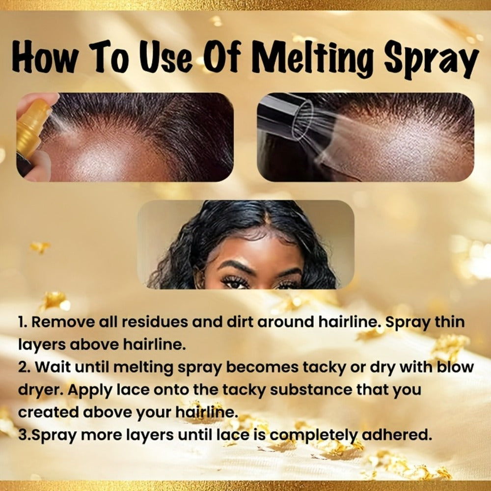 Lace Wig Melt Spray Strong Hold Quick Dry No Residue Invisible Glueless Wig Adhesive Hair Spray 4.06 Fl Oz Portable Easy Apply 1pc or 2pcs Value Pack