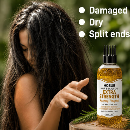 Hair Growth Oil 10-in-1 Treatment with Fenugreek, Rosemary, Batana & Moroccan Oil - Strengthening Scalp & Hair Repair Oil for Dry Damaged Hair, Frizz Control & Nourishment for Women & Men
