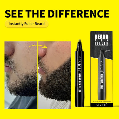 Beard Pen Kit with Hair Brush - Waterproof Long-Lasting Beard Pencil Filler for Fuller Beard | Men's Grooming Tool | Black & Dark Brown | 1pc or 2pcs