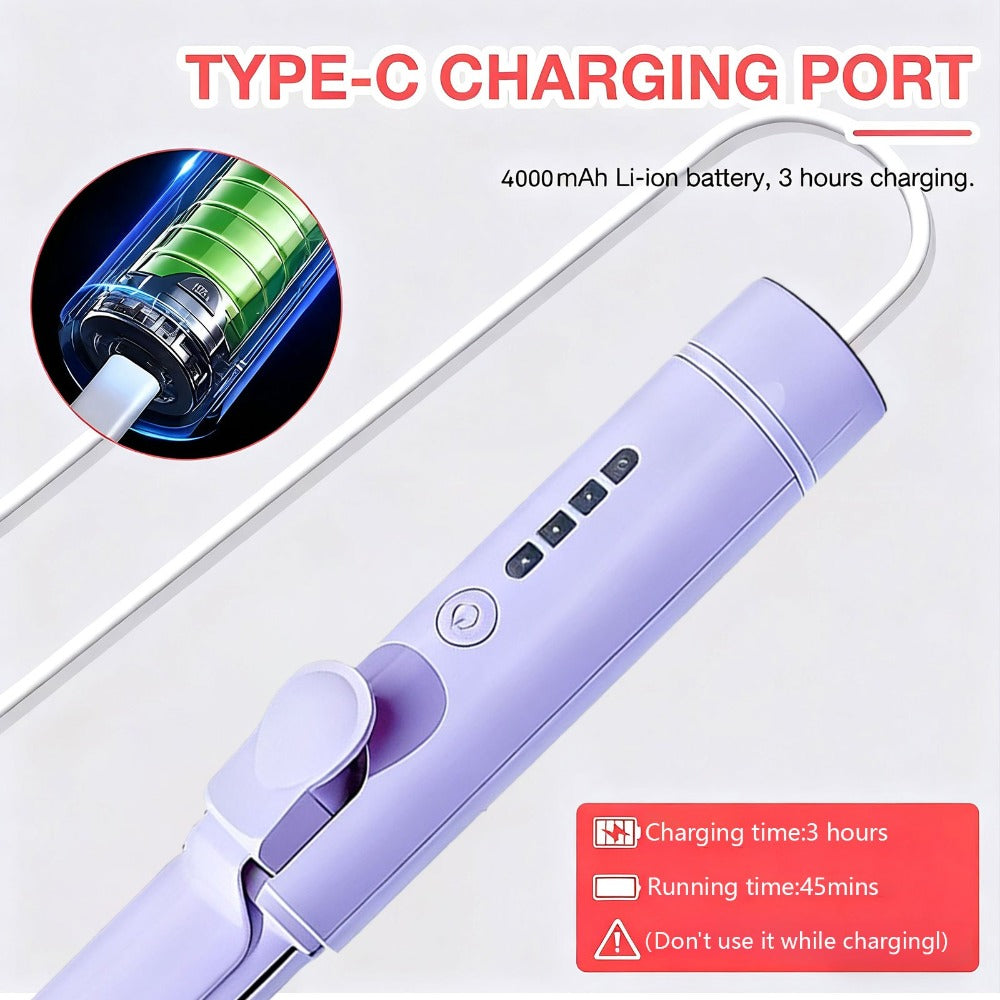 Portable Mini Cordless Curling Iron for Curling And Straightening, Ceramic Mini Hair Curler with 4 Adjustable Temperature, USB Rechargeable for Travel, Fashion Styling Tools, Mother'S Day Birthday Christmas Gift