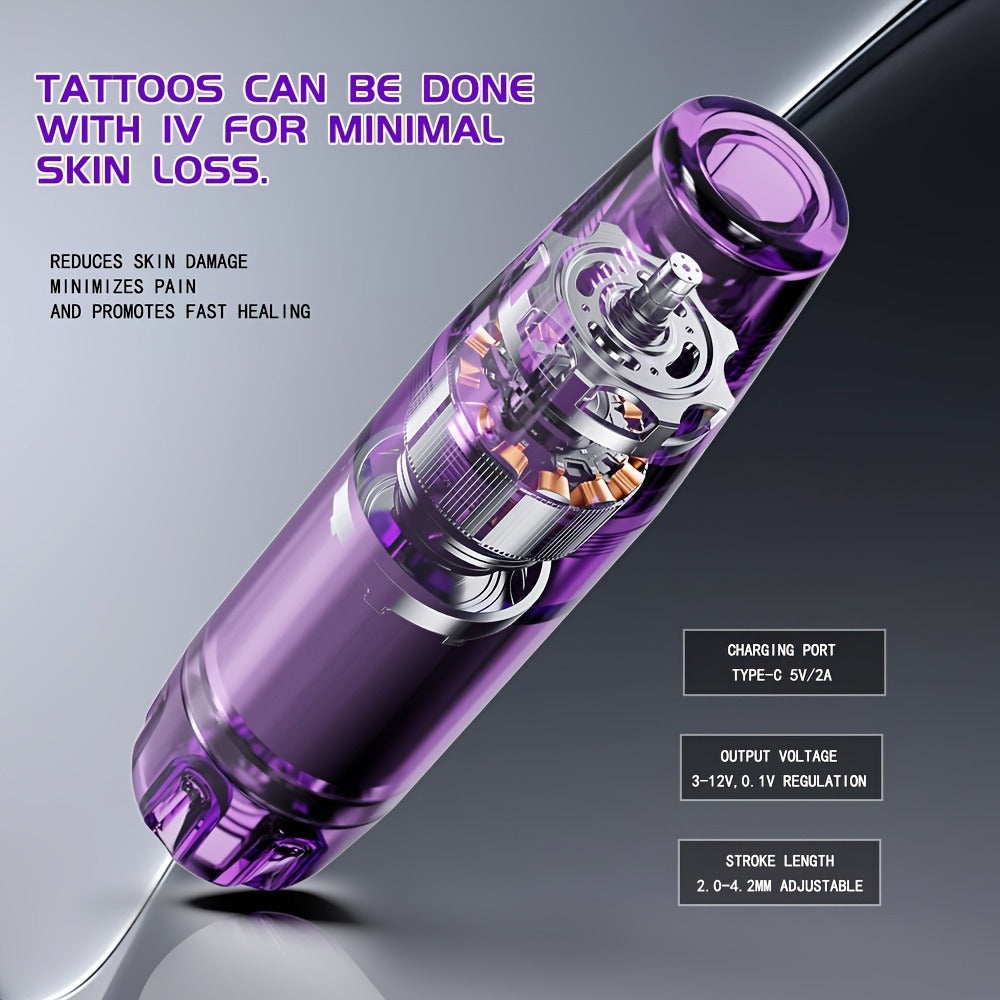 GOLDPLUME Tattoo Gun Kit Complete Set, Wireless Tattoo Gun Set, Tattoo Gun Kit with 1500mAh Tattoo Power Supply, 10 Tattoo Needles And 7 Bottles Of Tattoo Ink And Other Tattoo Supplies, Complete Tattoo Set for Beginners And Tattoo Masters