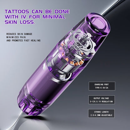 Wireless Tattoo Gun Kit Complete Set 1500mAh Power Supply 10 Needles 7 Inks - Cordless Tattoo Machine for Beginners & Professional Artists TM-73