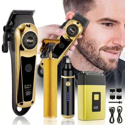 Hair Clipper & Beard Trimmer Set for Men - USB Rechargeable Cordless Trimmer with Battery Indicator, 4 Comb Attachments, Home & Travel Grooming Kit, Gift for Men