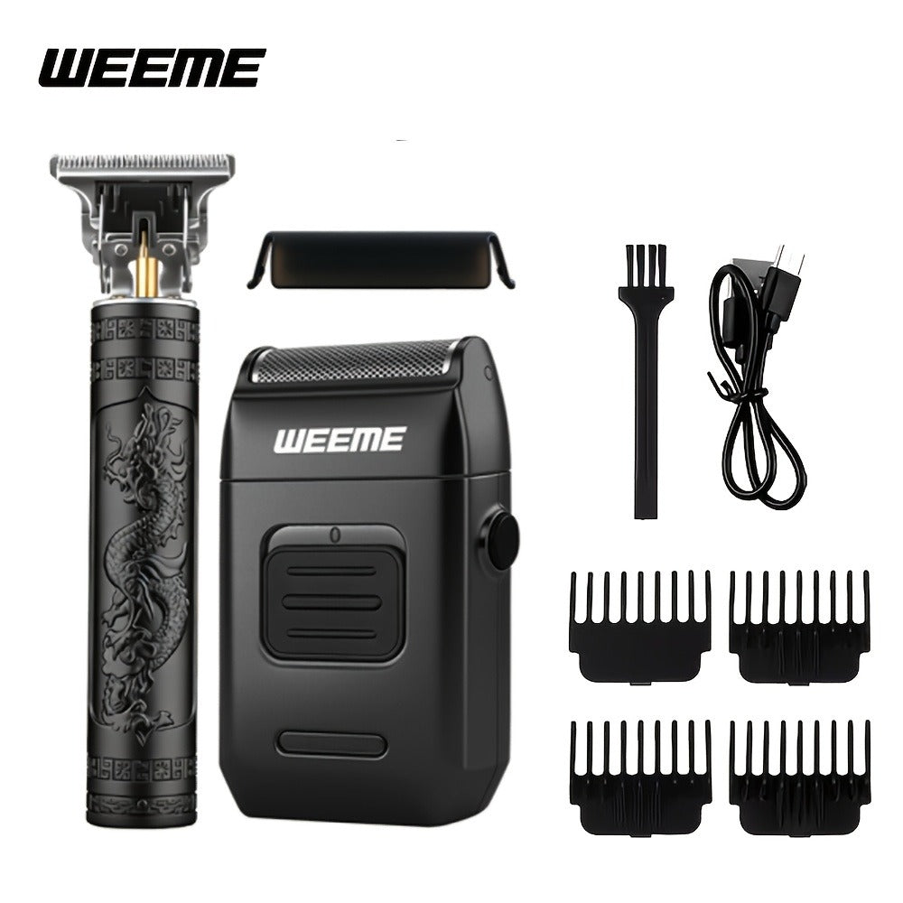 [Ideal Gift] 1/2/4Pcs Advanced Gradient Green Design Electric Grooming Kit: A Hair Clipper, Electric Shaver, Beard Trimmer, And Ear And Nose Hair Trimmer, Ideal Gift For Your Husband, Boyfriend, Father Day Gift. Just This One Set Is Enough To Get Handsome