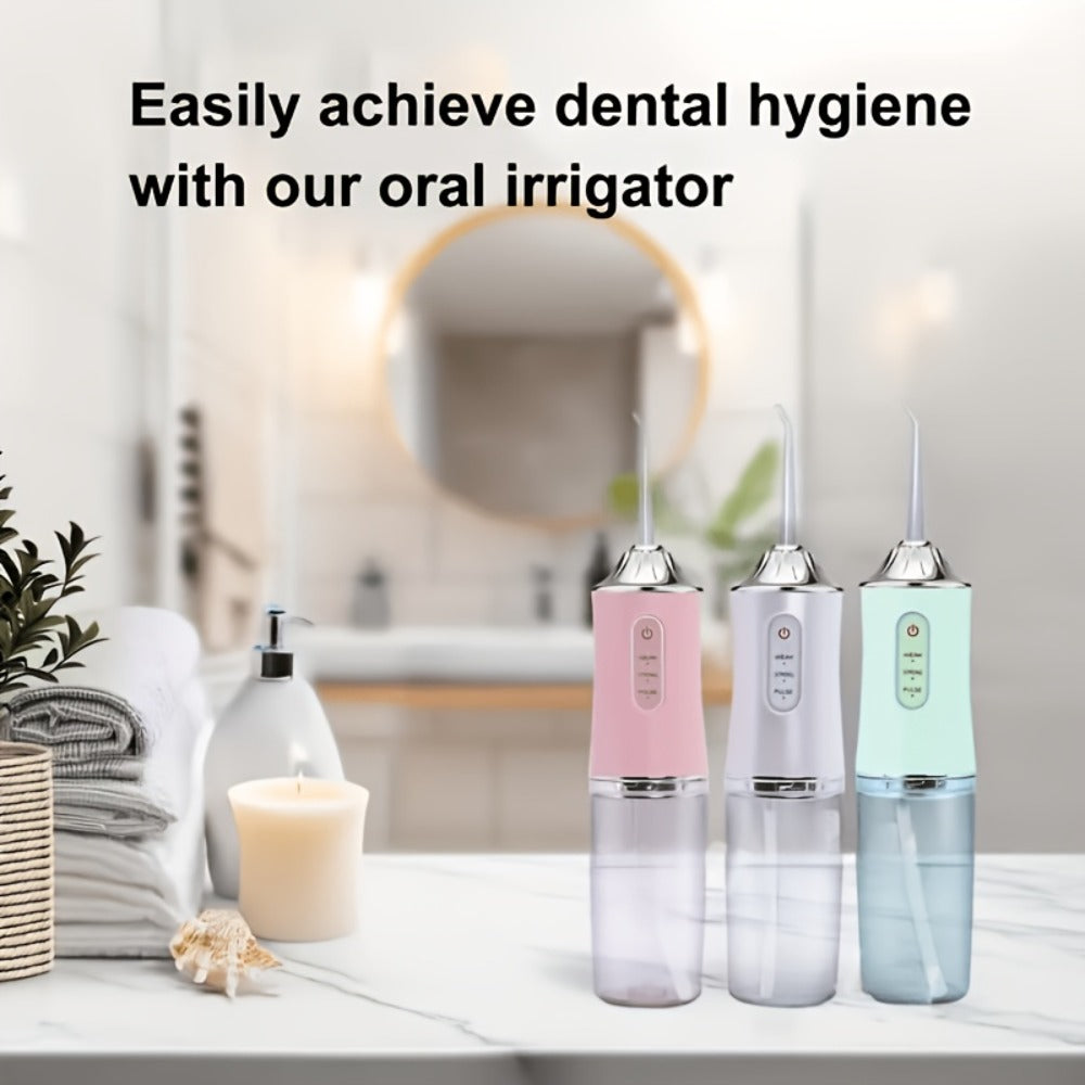 Water Flosser Electric Oral Irrigator with Precision Pressure Control, 360° Rotating Nozzle, Deep Clean Teeth & Gums, Replaceable Heads, USB Rechargeable, for Home & Travel Use