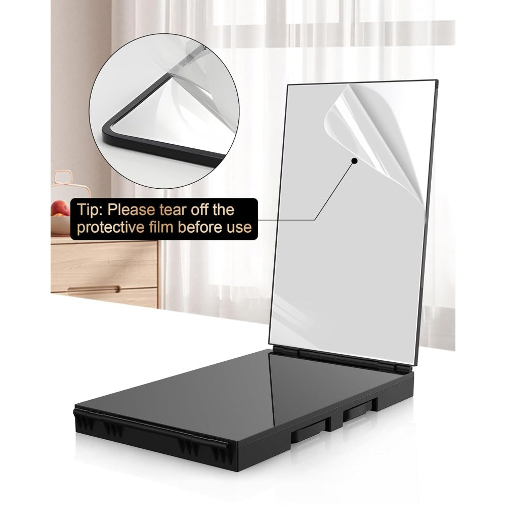 Adjustable LED Light 3-Way Mirror, Hair Cutting Mirror for Shaving Grooming Hair Styling Dyeing Makeup Braiding, USB Rechargeable