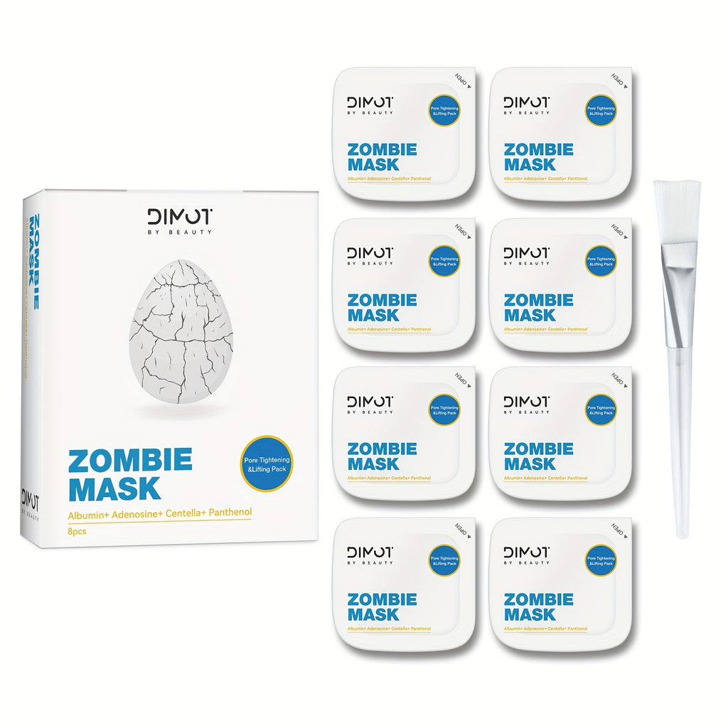 8pcs/box - Women's Zombie Skin Care Mask, Comes with A Free Application Brush, Contains Various Skin Care Ingredients, Effectively Helps Moisturize The Skin, Effectively Improves Skin Texture
