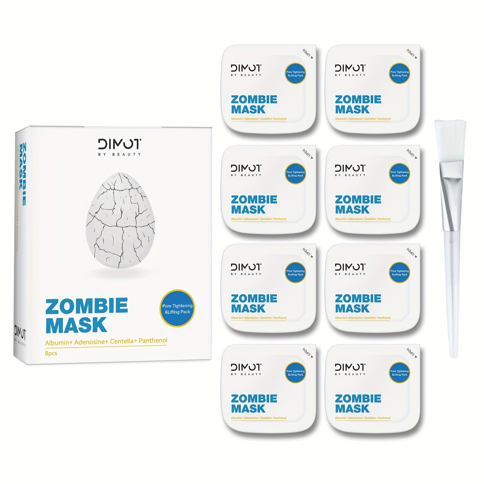 8pcs/box - Women's Zombie Skin Care Mask, Comes with A Free Application Brush, Contains Various Skin Care Ingredients, Effectively Helps Moisturize The Skin, Effectively Improves Skin Texture