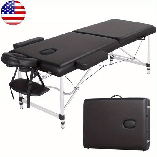 Massage Table Portable Adjustable 24" Wide Black Aluminum 3-Folding Spa Bed, Ideal for Tattoo Chair, Lash Bed, and Esthetician Massage Bed for Professionals Massage Tables Portable