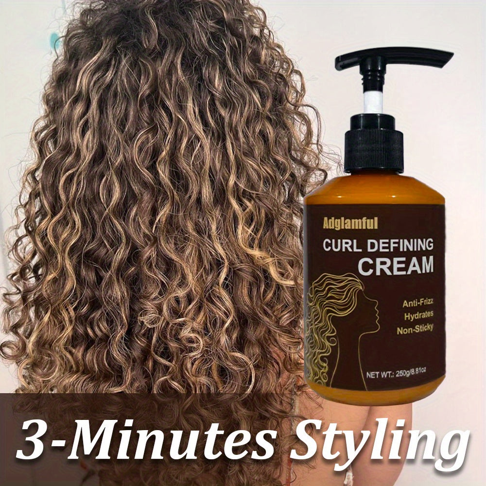 24-Hour Hold Curl Defining Cream - No-Rinse, 3-Minute Styling for Dry Hair, Lightweight & Non-Greasy, Frizz Control, Easy Comb-Through, Unisex Adult Use, Curly Hair Care, Sleek Bottle Design, Nourishing Ingredients, Quick Curls, No Rinse Styling