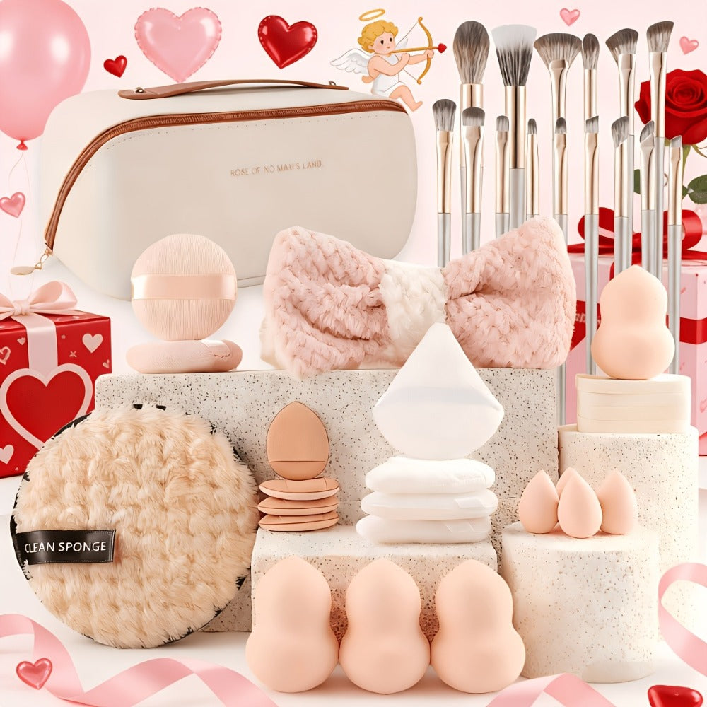 49/36pcs Professional Makeup Brush Set, Super Soft Nylon Bristles And Concealer/contour Sponge - Wet/dry Use, Complete Size Expandable Box, Eyeshadow Blending Kit, Powder, Contour, Highlight, Eye High-quality Makeup Brush Set, Makeup Brush Set