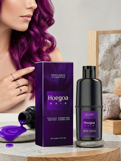 Hair Dye Shampoo & Conditioner 3-in-1 Color Foam Moisturizing Shine No-Damage Herbal Formula Easy Apply All Hair Types Purple Black Red Brown