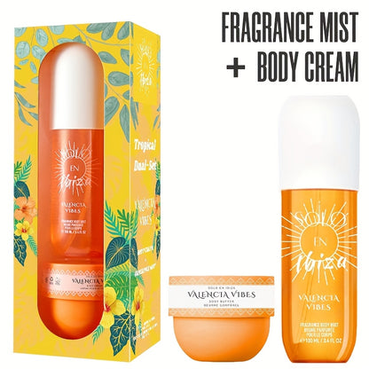Body Hair Fragrance Mist Gift Set 2-Piece SOLO EN IBIZA Perfume Mist Body Cream Long Lasting Vanilla Fruit Scent 3.4 fl oz Unisex for Men Women 4 Scent Varieties