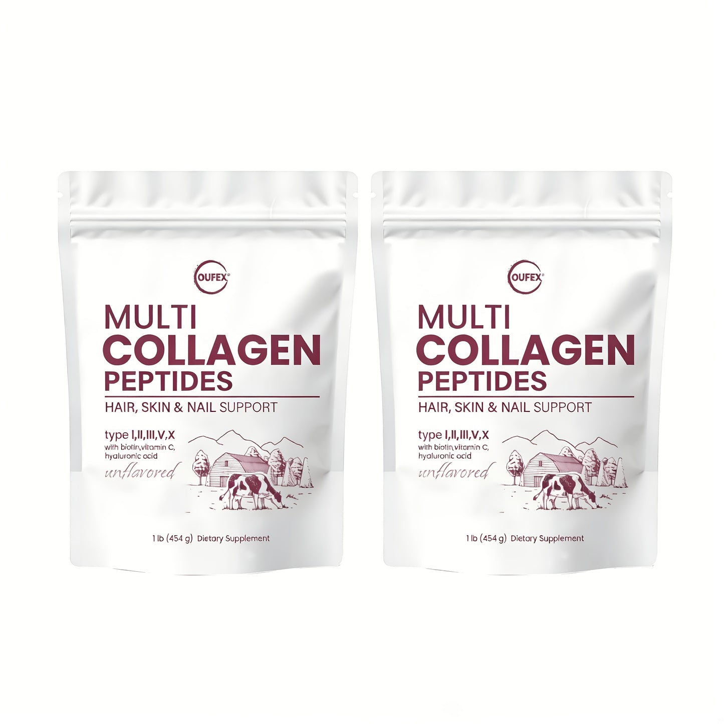 Multi-Collagen Powder with Hydrolyzed Protein Types I, II, III, V & X Plus Biotin & Vitamin C — Unflavored Collagen Peptides for Skin, Hair, Joints & Gut Health