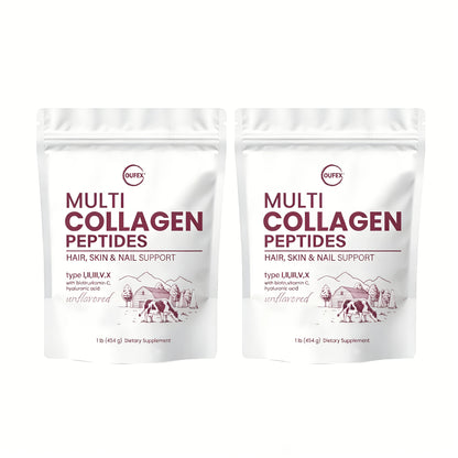 Multi-Collagen Powder with Hydrolyzed Protein Types I, II, III, V & X Plus Biotin & Vitamin C — Unflavored Collagen Peptides for Skin, Hair, Joints & Gut Health