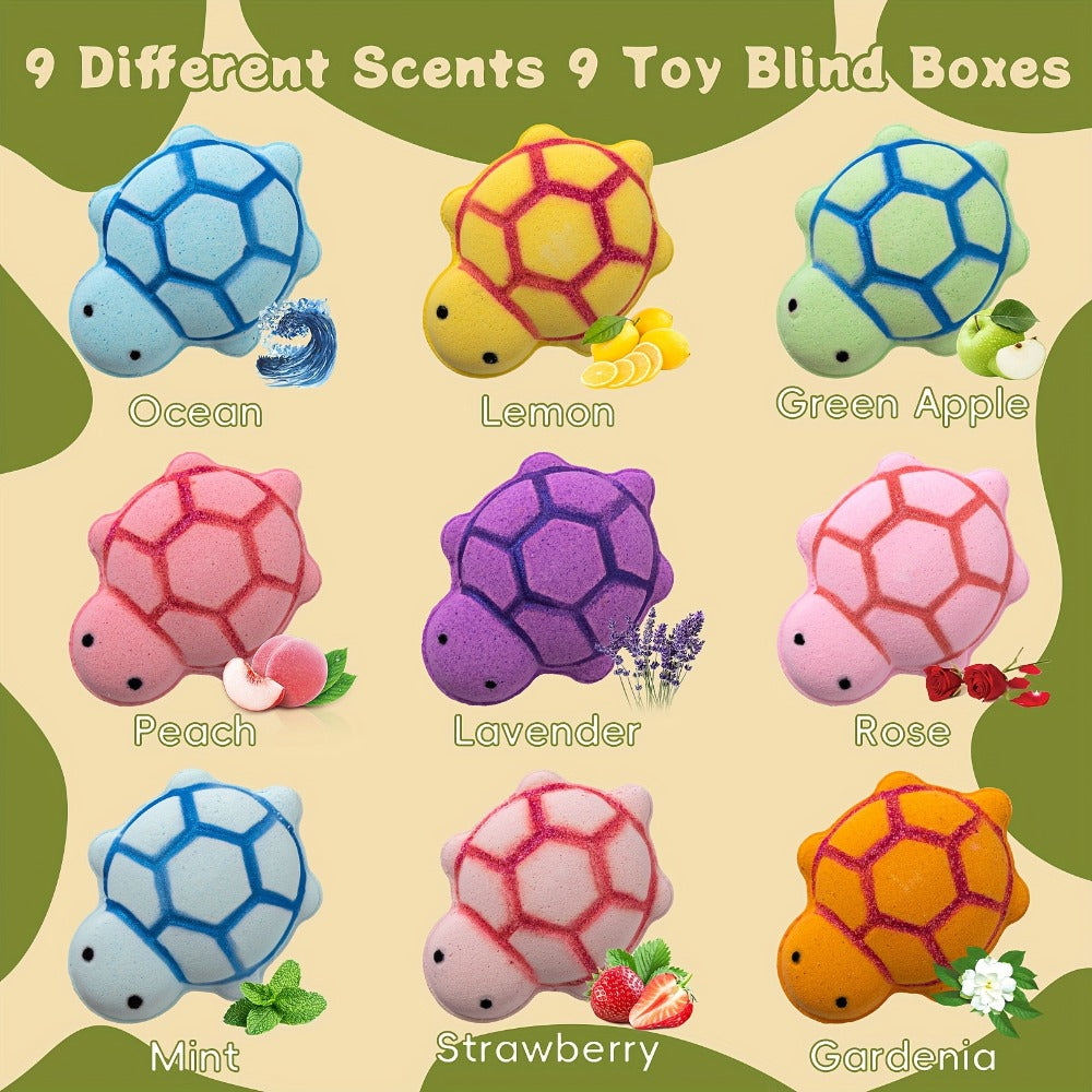 'S Bath Ball Bubble Bath Bomb, 9 Turtle Bubble Bath Balls With Surprise Toys, Educational/birthday Gifts, Valentine'S Day Party Creative Gifts, Suitable For /