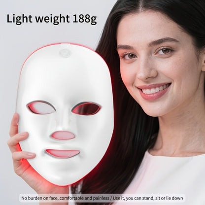 LED Face Mask 7 Color Light Therapy - Photon Skin Rejuvenation Anti-Aging Acne Treatment USB Rechargeable Facial Mask for Women Silicone Pro Version