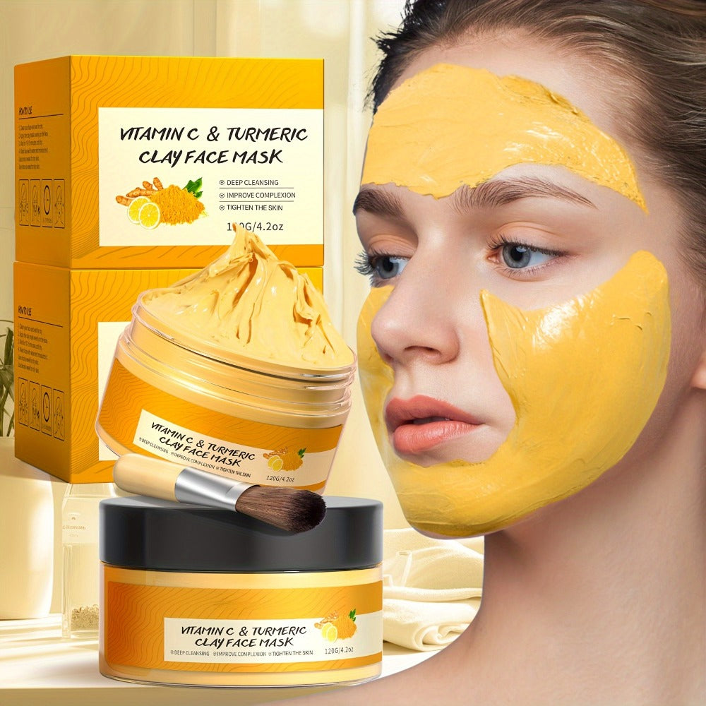 Turmeric Vitamin C Mud Mask - Deep Cleansing, Moisturizing And Firming Mask, Vitamin C Mask, Achieve Radiant, Smooth Skin - The Perfect Gift for Valentine'S Day And Mother'S Day
