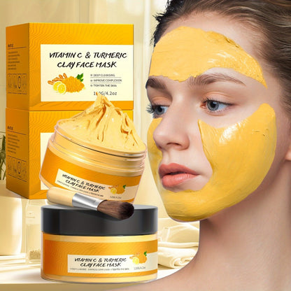 Turmeric Vitamin C Mud Mask Deep Cleansing Face Mask Pore Minimizer Brightening Firming Moisturizing Skin Care for Women 100ml