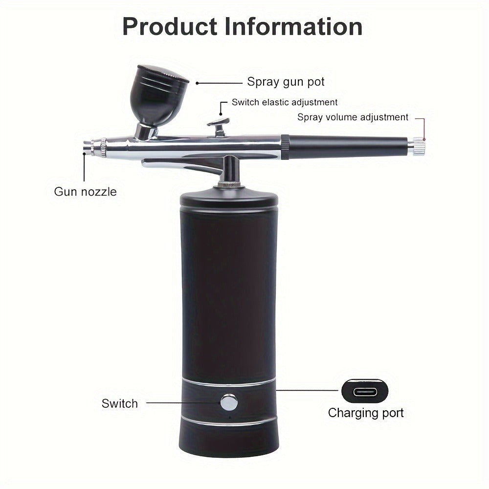 USB Rechargeable  Airbrush Kit: Portable, Versatile, And Safe Compressor for Crafts, Tattoos, Cake Decorating & More with Cleaning Kit