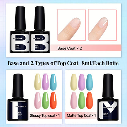 Gel Nail Polish Kit 40pcs - 36 Colors UV Gel Nail Set with Base Coat, Glossy & Matte Top Coat, Pink Blue Red Glitter Sequin Gel Polish for Home Manicure, Gifts for Women
